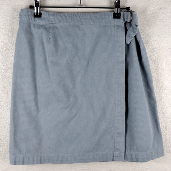 L.L. Bean Petite Light Blue 100% Cotton Athleisure Mini Adjustable Wrap Skirt - Picture 11 of 11
